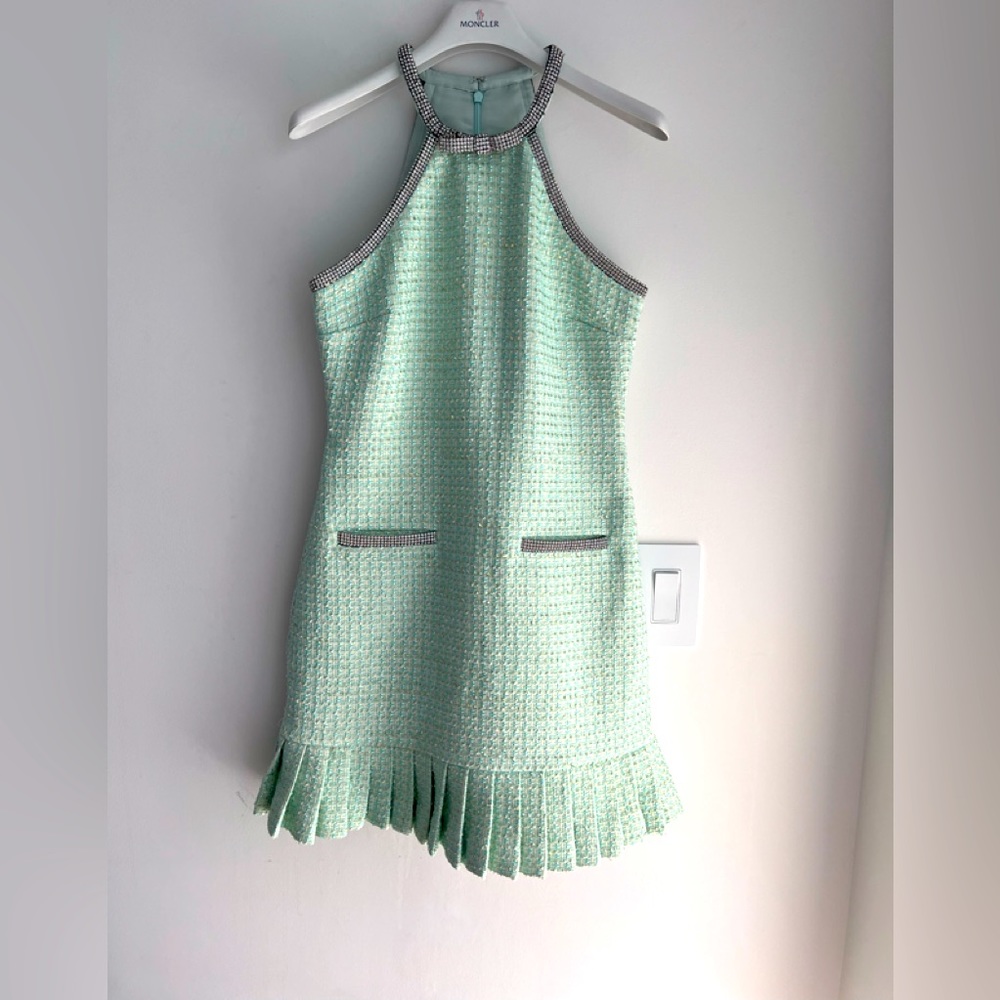Self Portrait MINT BOUCLE MINI DRESS - Picture 2 of 3